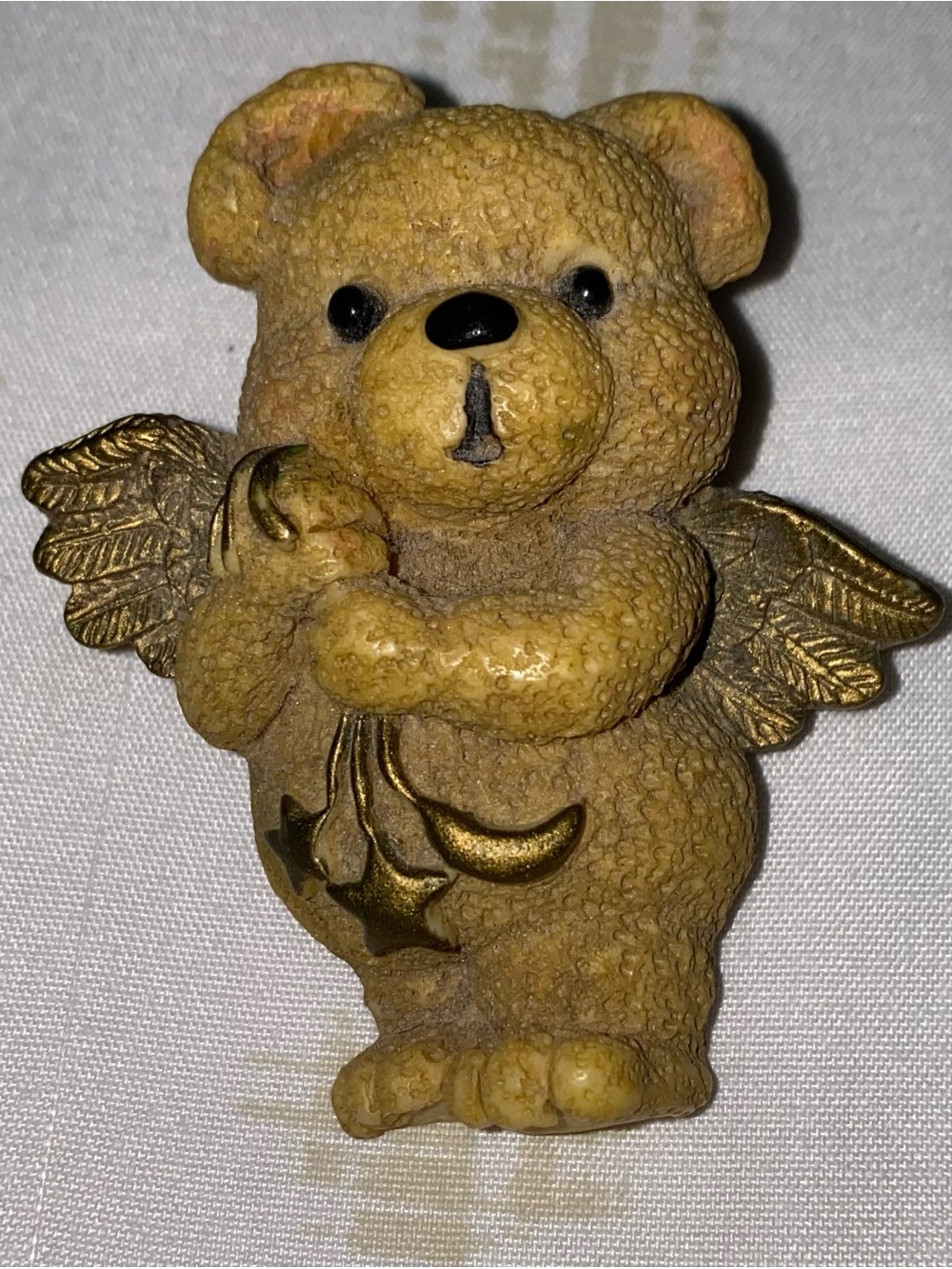 Angel Bear Figurine with Gold Accents